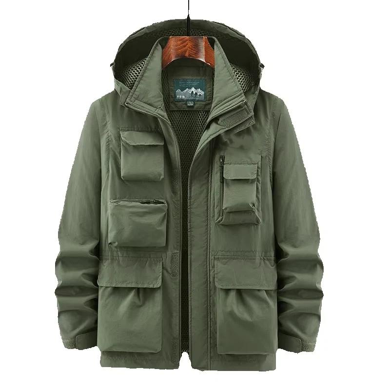 Outdoor Adventure Hat - Outdoor Men's Military Green Waterproof Coat