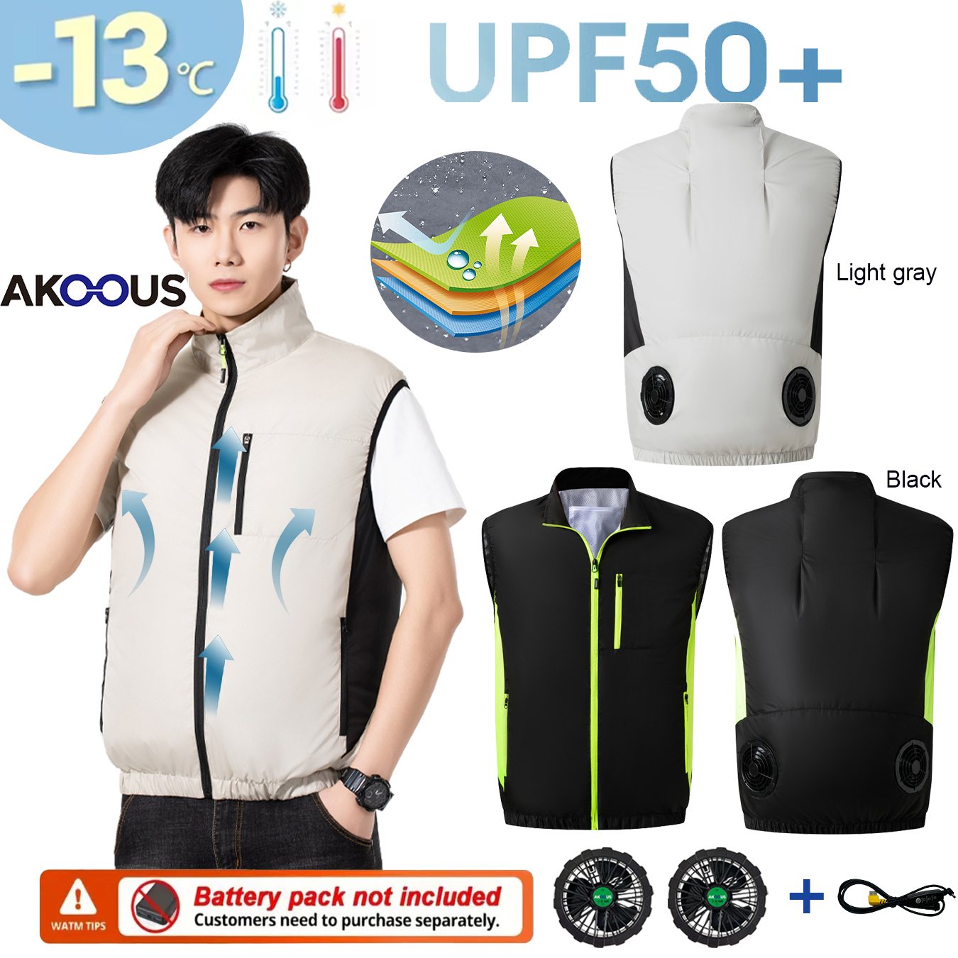 12V 5V USB Cooling 4 Fans Vest - Outdoor Adventure Clothing recensie en prijs