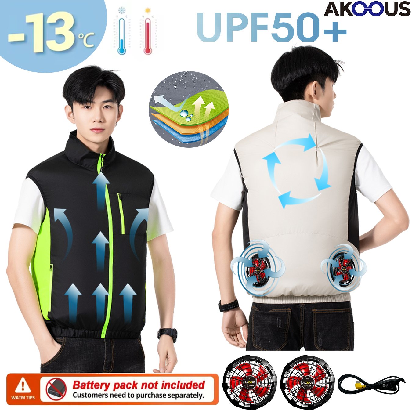 12V 5V USB Cooling 4 Fans Vest - Outdoor Adventure Clothing recensie en prijs