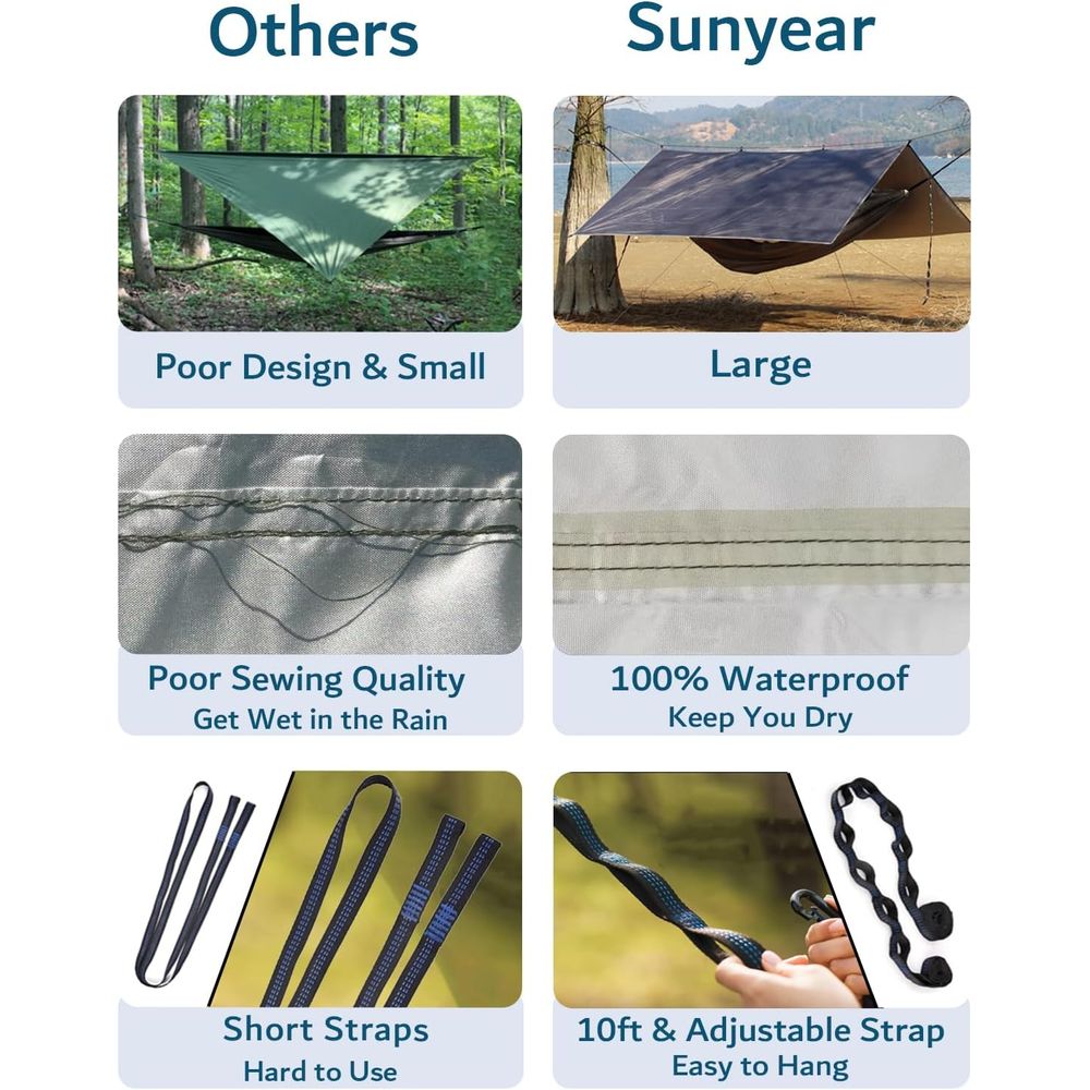 Double Camping Hammock with Ra - Hammock Rain Tarp recensie en prijs
